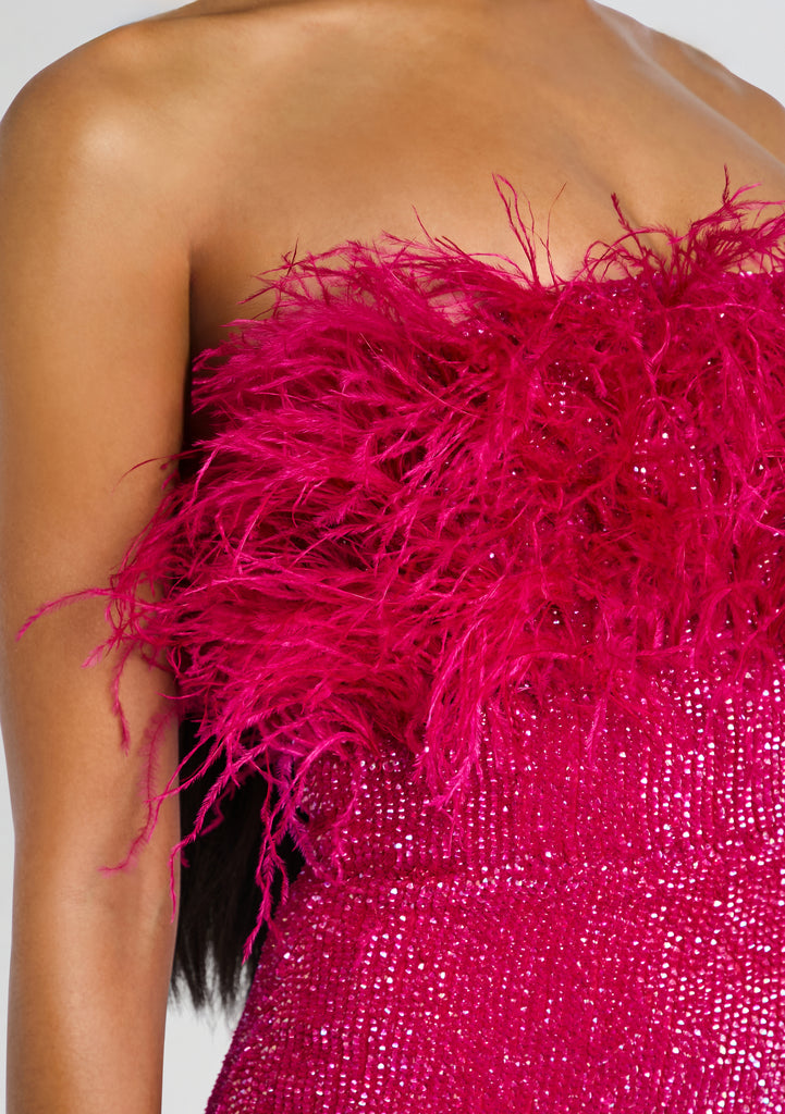 retrofete pink feather dress Retrofete Torin Sequin Mini Dress