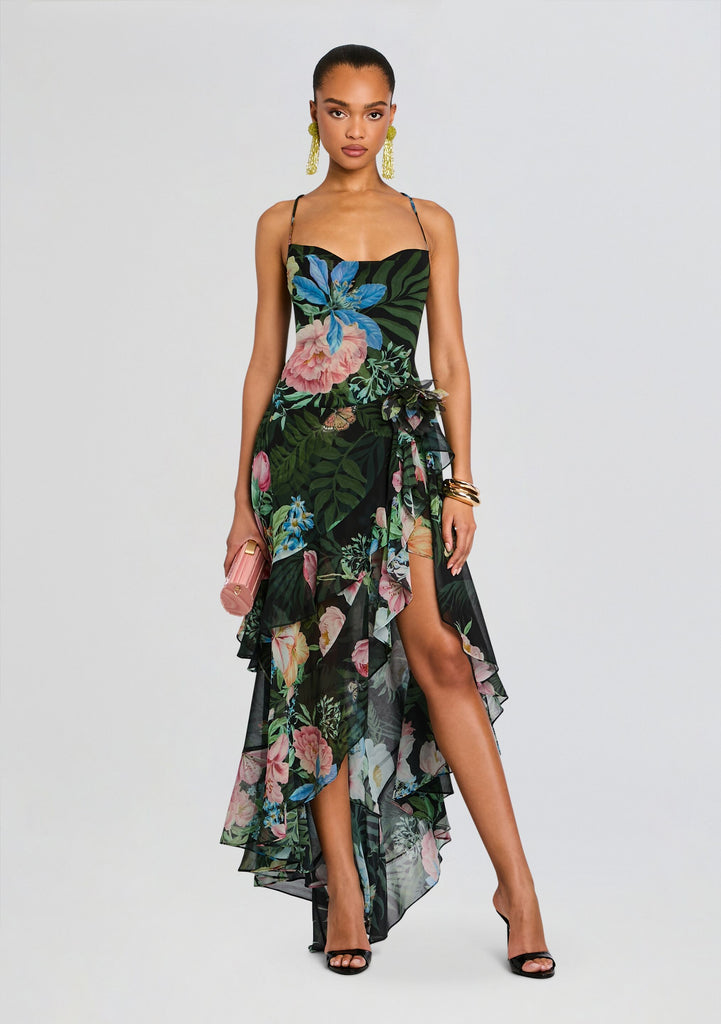 Retrofête Samara Silk Chiffon Dress Large