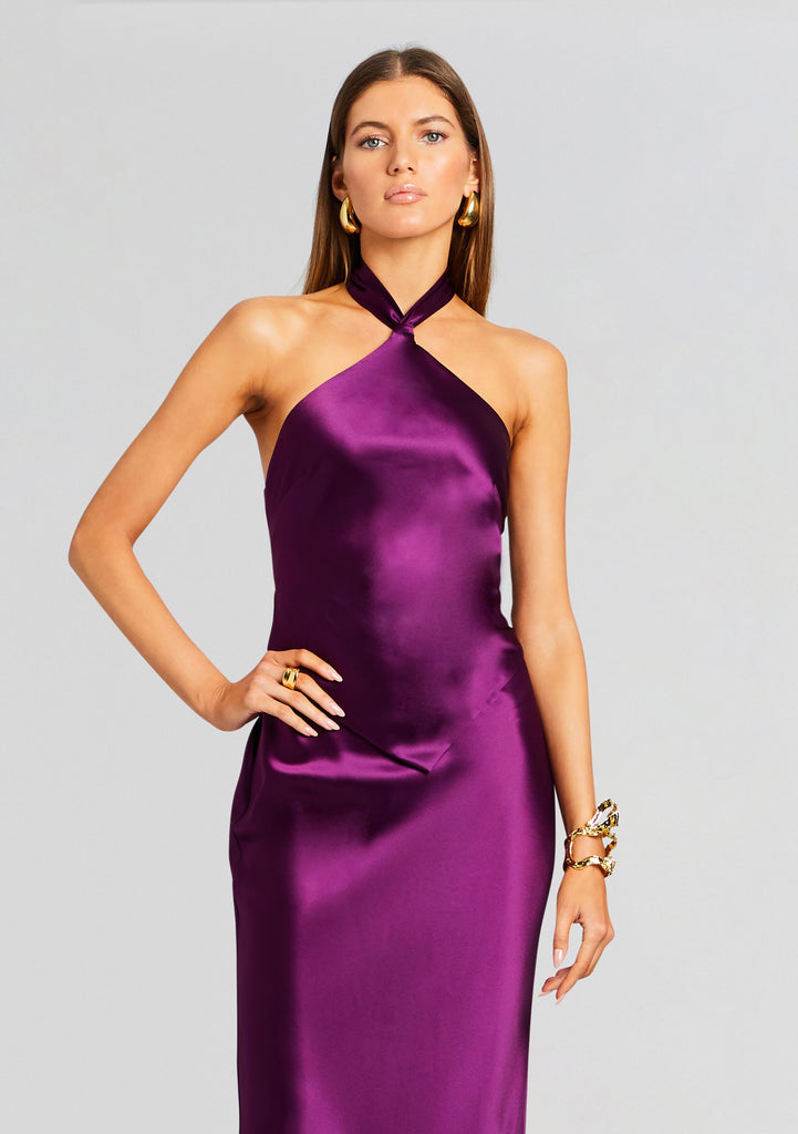 eggplant cocktail dress