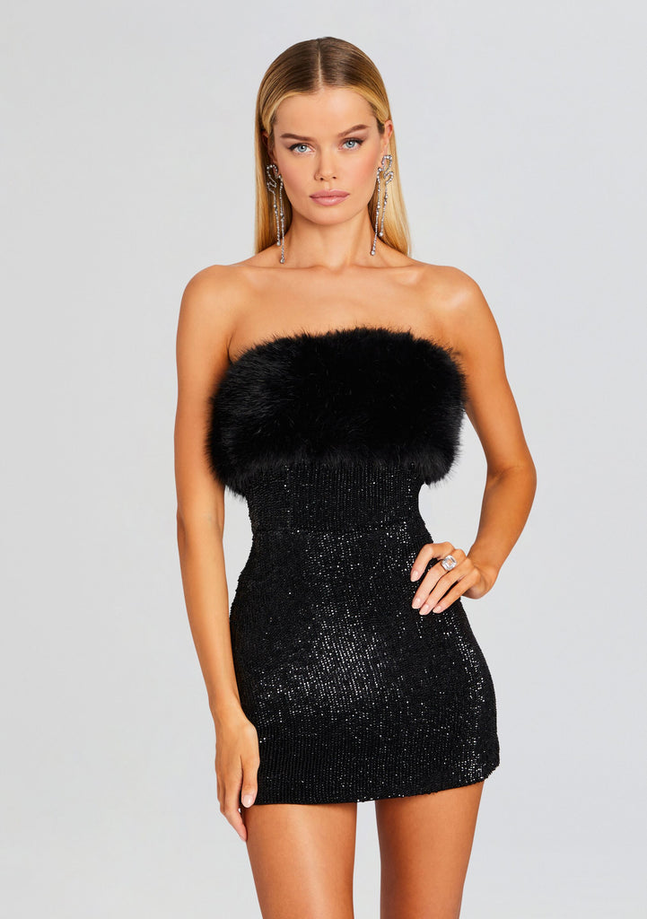 Retrofete - Torin Sequin Fur Dress Retrofete - Torin Sequin Fur Dress