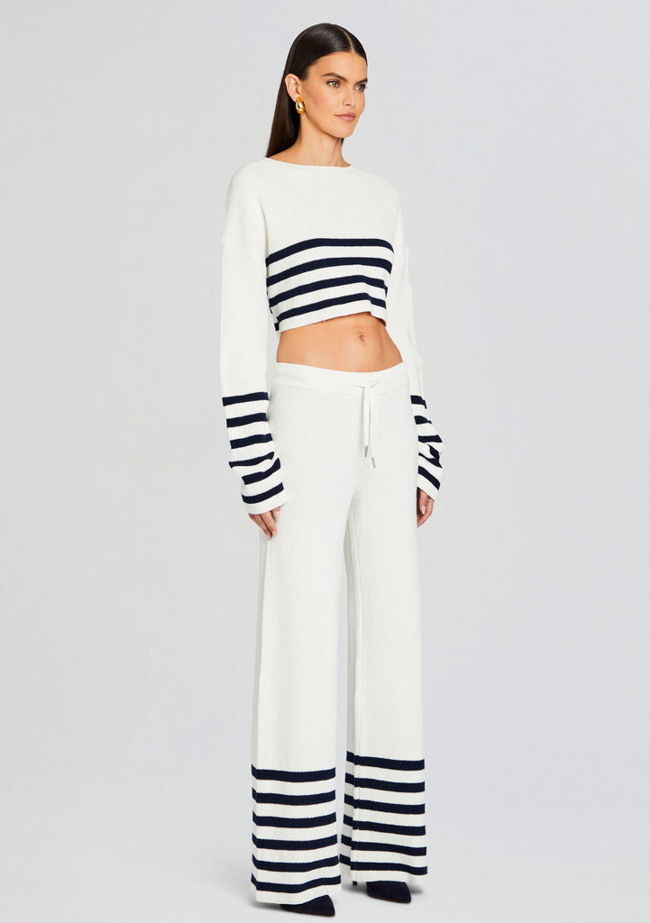 Poe Knit Pant White/Navy