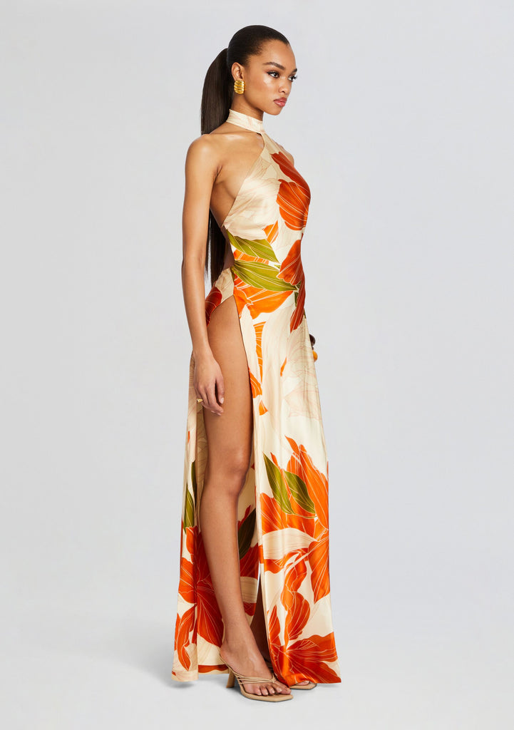 JUNGLE BOOGIE SILK HALTER DRESS main image 0