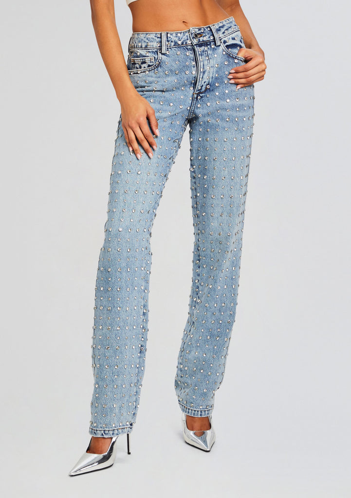 BELPER EMBELLISHED DENIM PANTS - カジュアルパンツ