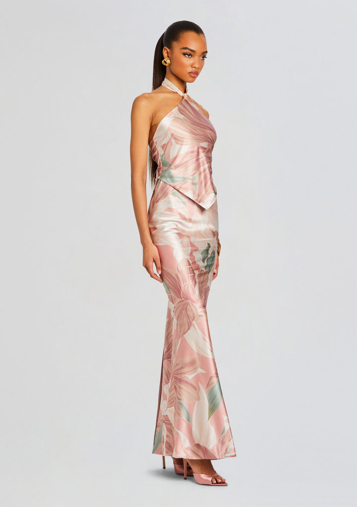 Dusty pink floral maxi dress best sale