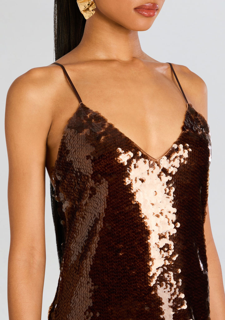 RETROFETE Deserae Sequin Dress - Deep Brown RETROFETE Deserae Sequin Dress - Deep Brown