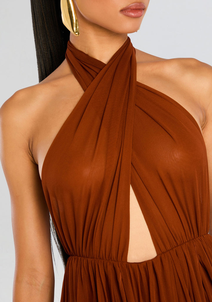 caramel formal dress Ina Silk Chiffon Dress – Retrofete
