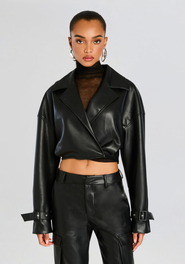 Koda Vegan Leather Cropped Trench – Retrofete