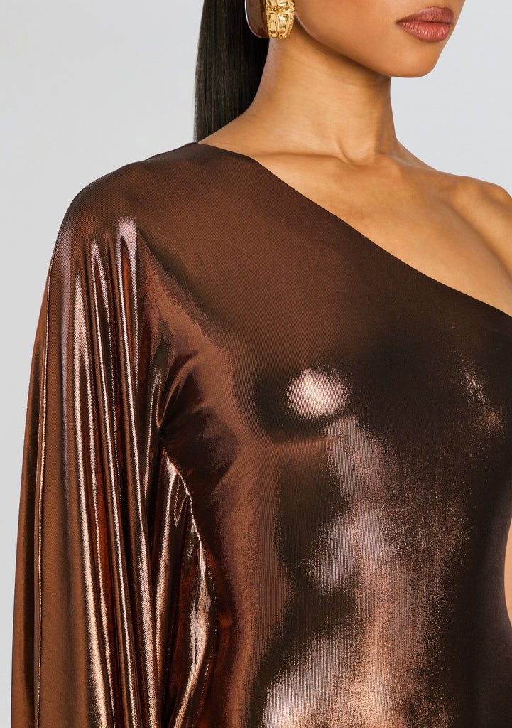 Retrofete Karma Dress in Metallic Bronze - Size Xs Retrofete Karma Dress in Metallic Bronze - Size Xs