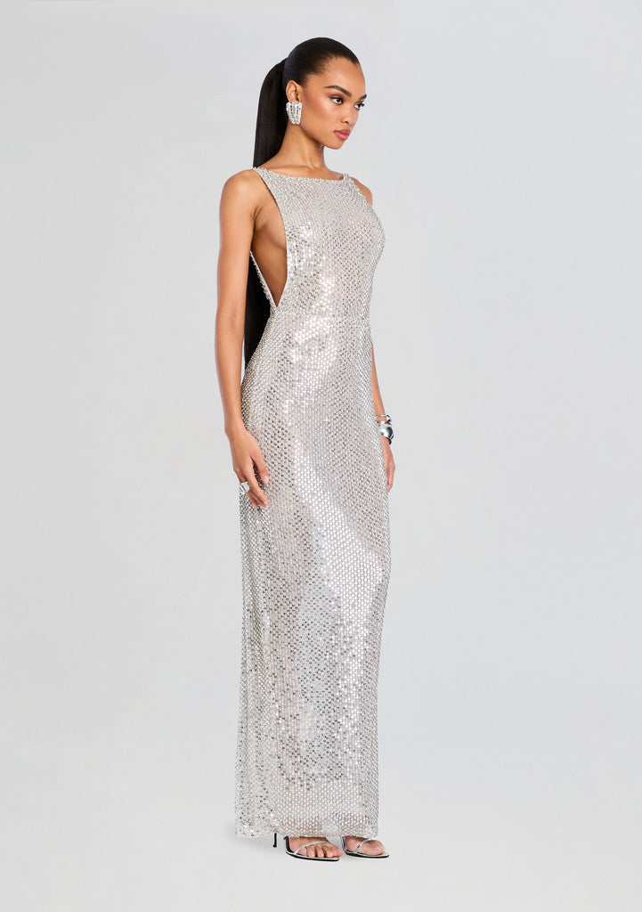 retrofete Asha Dress in Metallic Silver - size XL retrofete Asha Dress in Metallic Silver - size XL