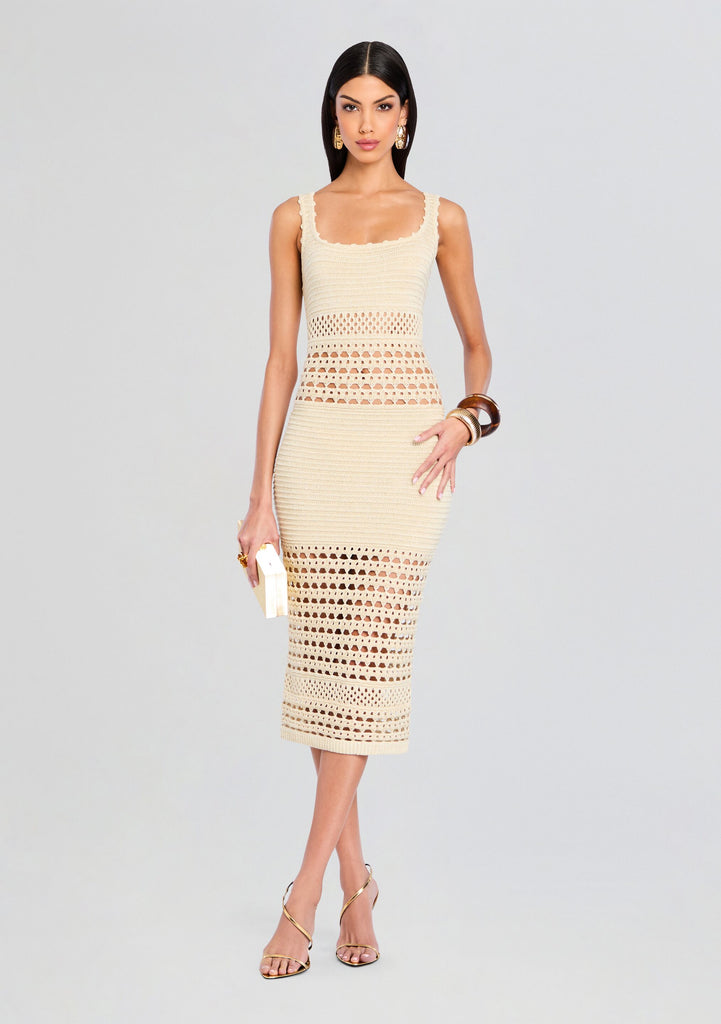 Retrofête Women's Avril Crochet Dress - Ivory Gold