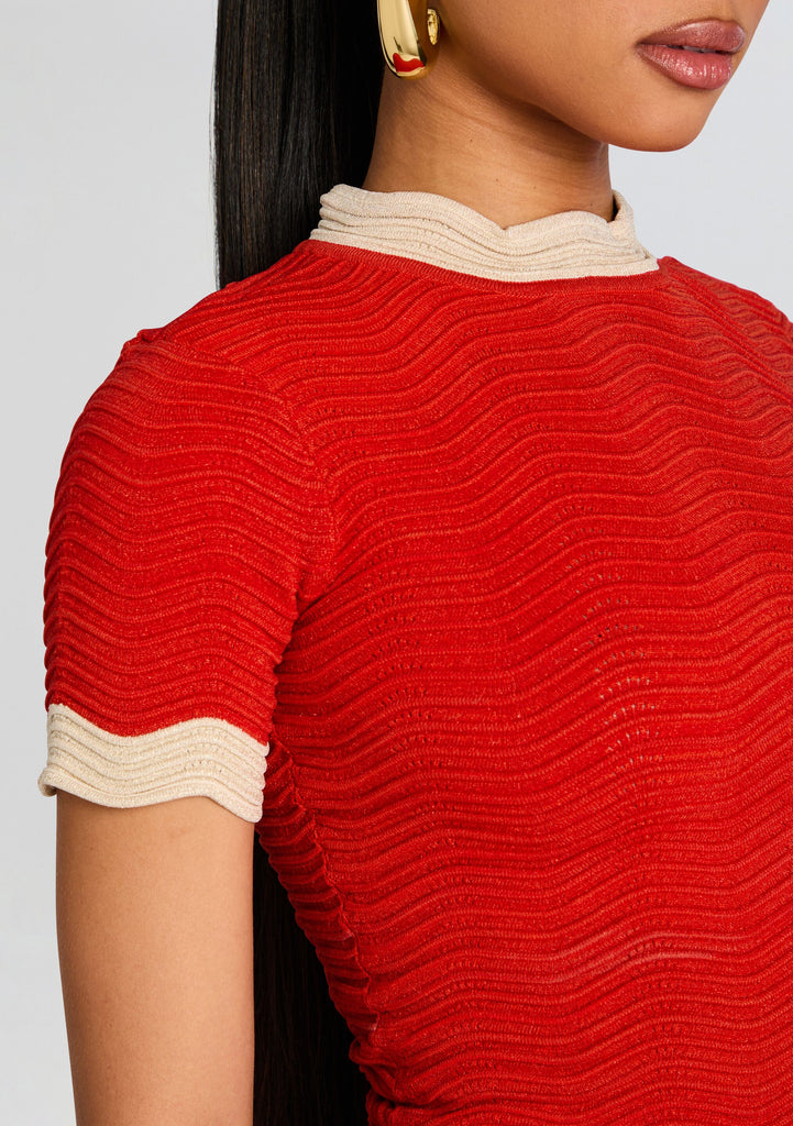 Iyla Metallic Rib Knit Top – Retrofete