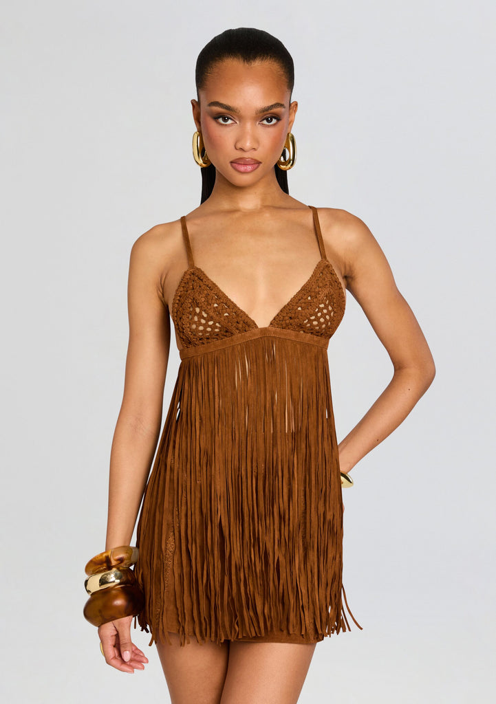 Jacinta Suede Fringe Bra – Retrofete