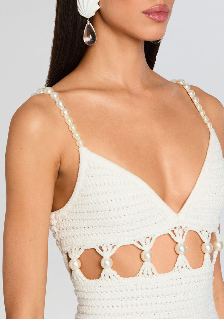 Retrofete Marlo Crochet Dress in White