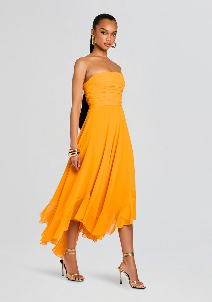 Retrofete Louisa Chiffon Dress in Orange