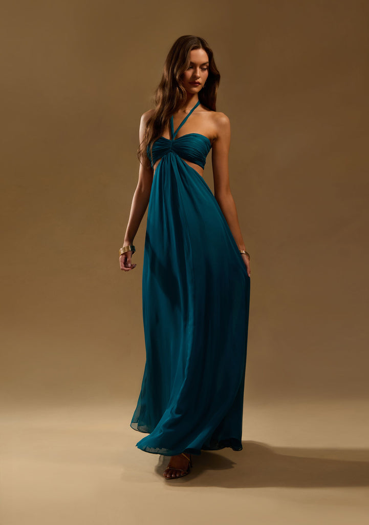 retrofete Meira Chiffon Dress in Teal