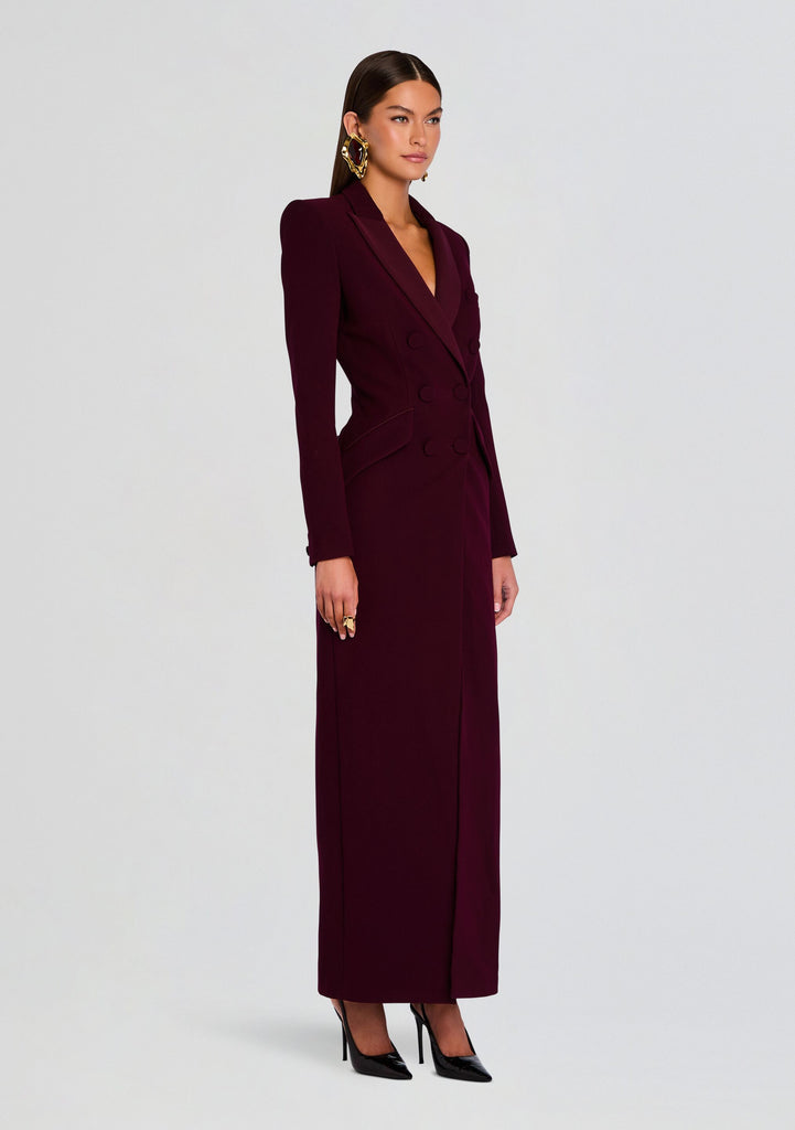 blazer dress burgundy Rosette Burgundy Ruched Blazer Mini Dress