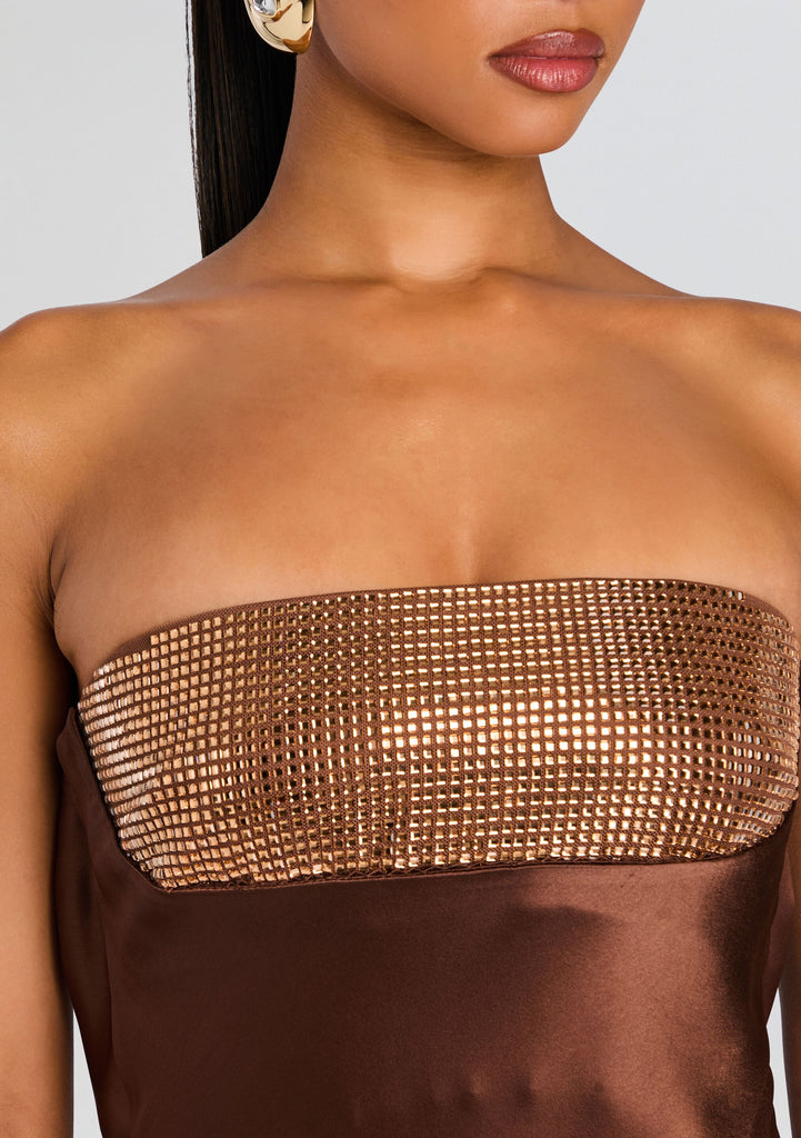 retrofete Graziella Embellished Dress in Brown