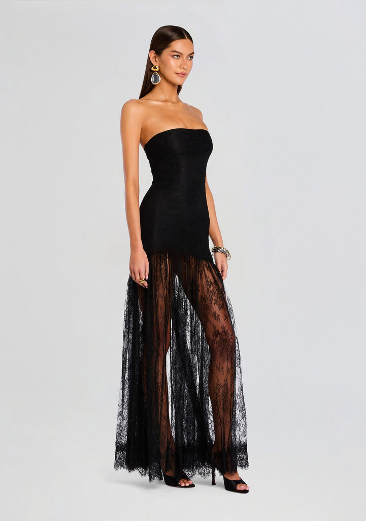 ★RECTO★RC LOGO FELTED LACE BACK OPEN DRESS★6194★Black★ Shop the Senorita Off-Shoulder Lettuce Edge Detail Ruched
