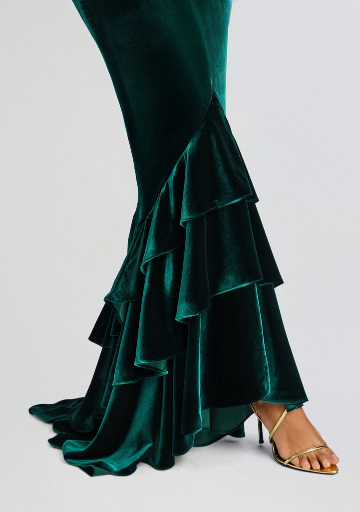 retrofte Women's Greta Velvet Dress - Blue - Maxi dresses