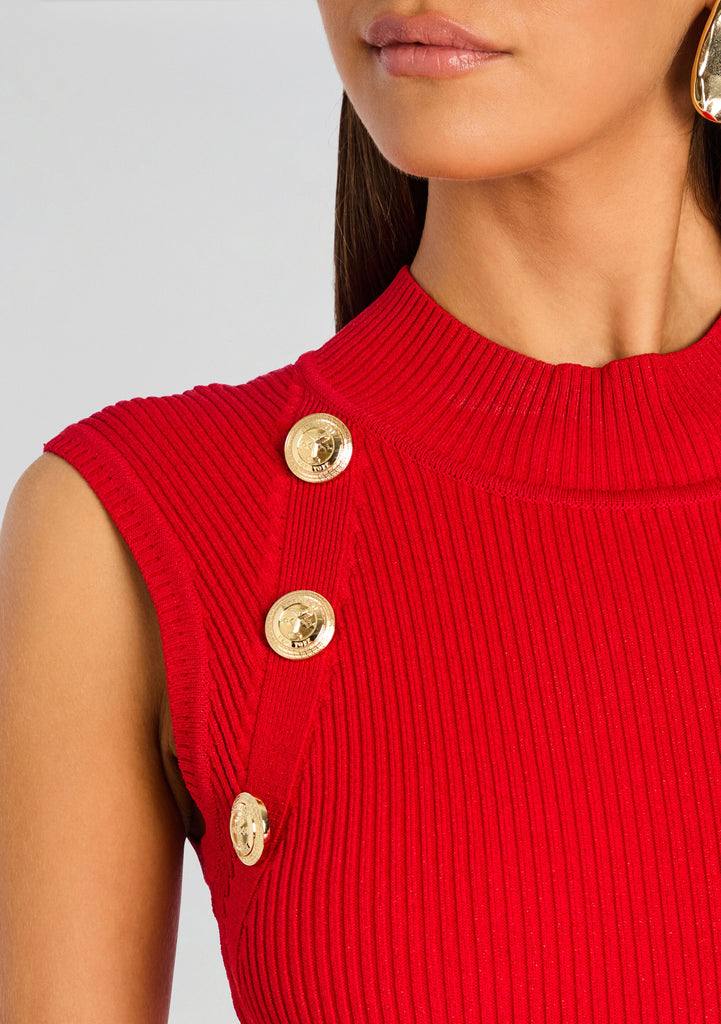 retroféte Women's Nunzia Metallic Knit Dress - Red