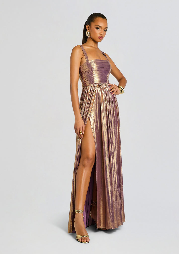 Retrofete Iris Lam Gown - Purple/gold