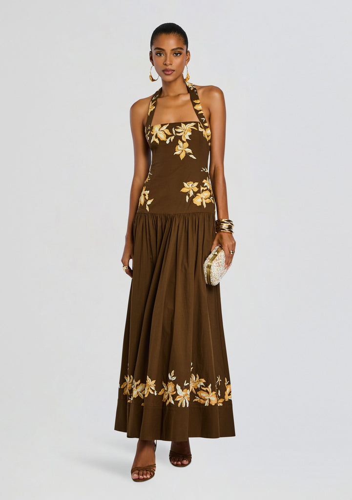 brown halter maxi dress Bota – Retrofete Matrix Item Size:XL Cute Flowy Dresses For seller_vanilla retail group ltd Great for any cup