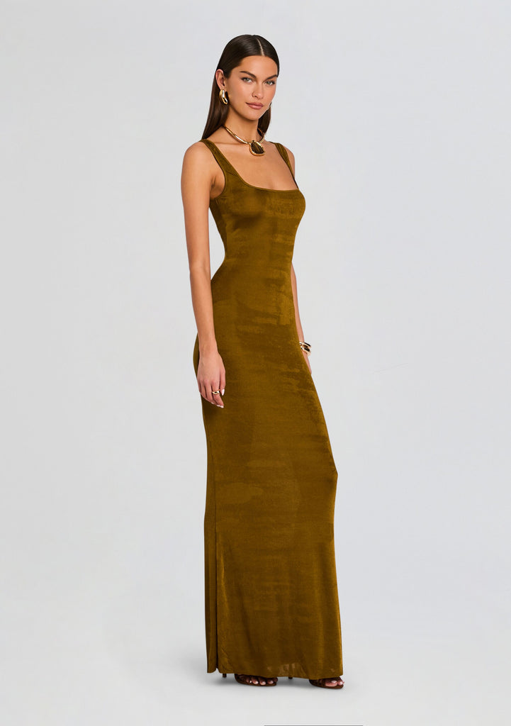 renew vintage luna dress The  AtelierSirne tone composition contrasts luminous gold sequins on the upper body with sleek black stretch crepe below. Luna Maxi Dress  Retrofete
