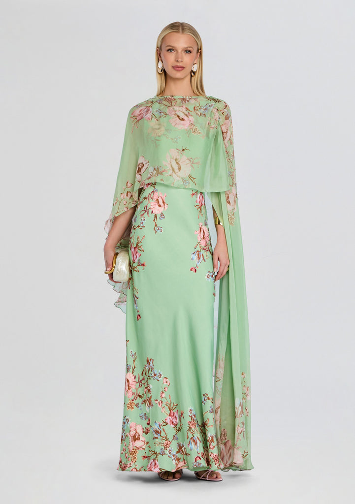 green retrofete dress Ezra Bias Maxi - Hemant & Nandita Gift Under $100 5% elastane Blue vintage women's dress, Size:4.5 US Men (3.5 AU/UK)