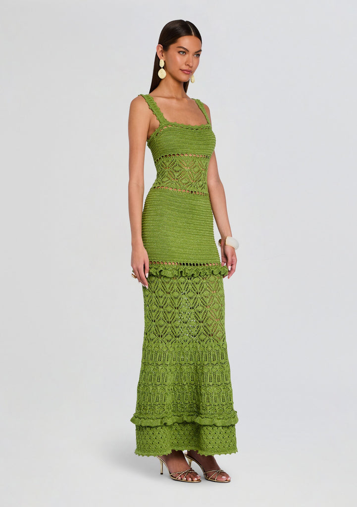 retrofete Winona Crochet Dress in Green