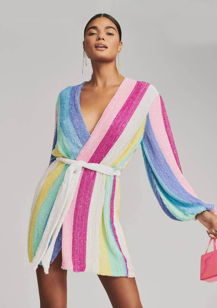 retrofete rainbow sequin dress RETROFETE ELLA SEQUIN DRESS