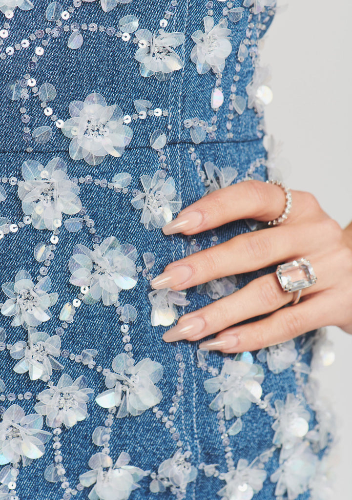 Cordelia Embellished Denim Dress  Retrofete