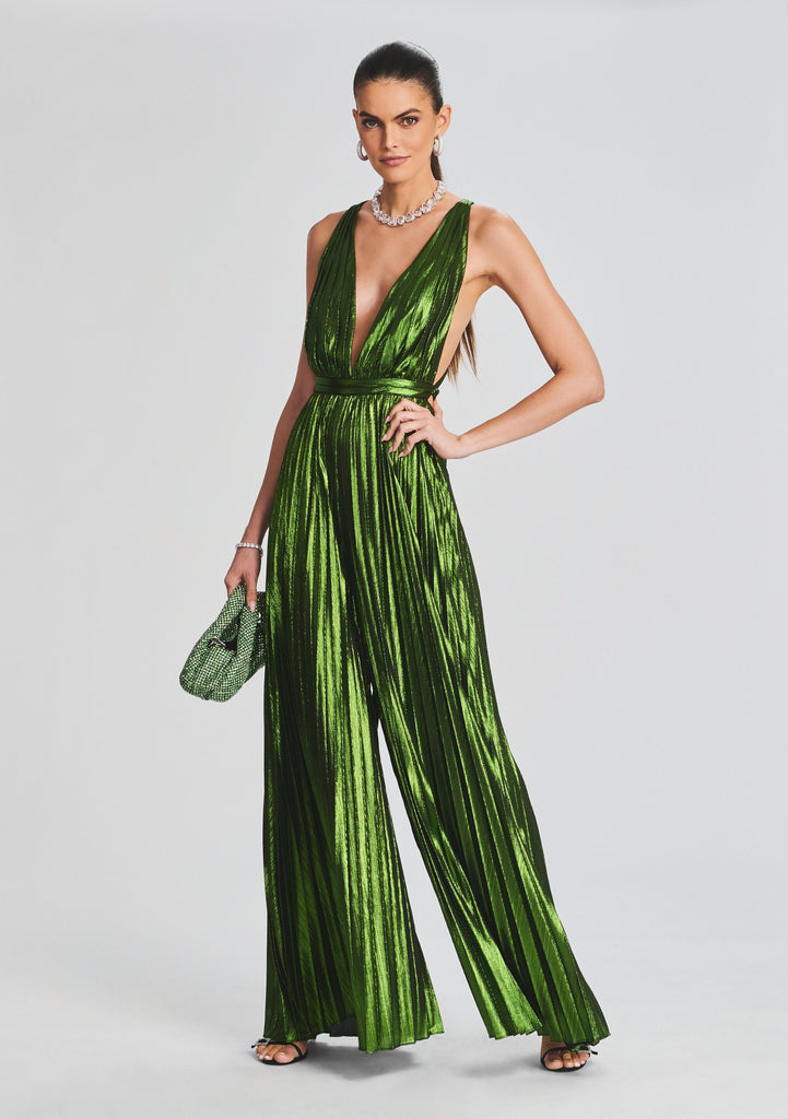 Green plunge sales jumpsuit