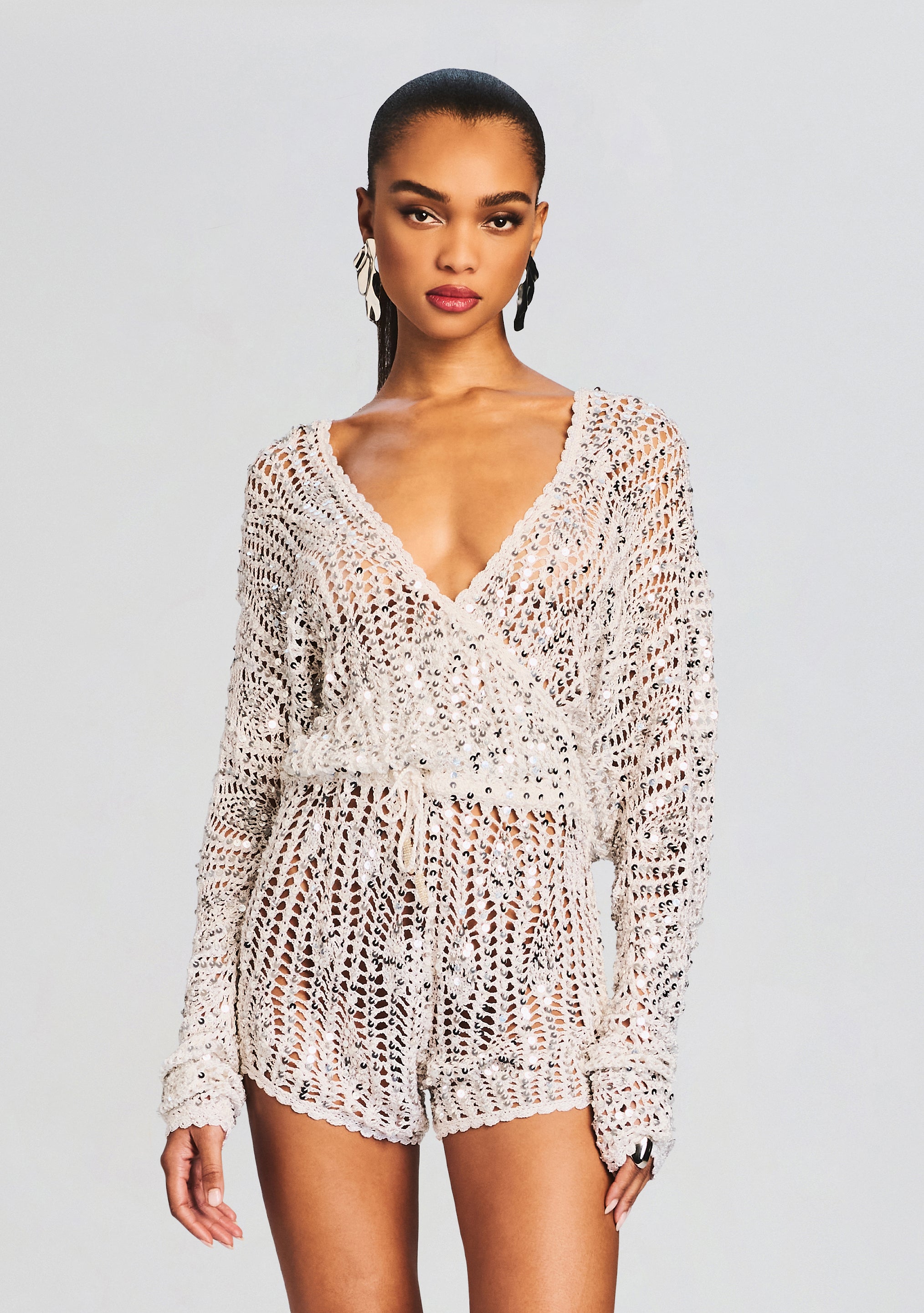 White sales crochet playsuit