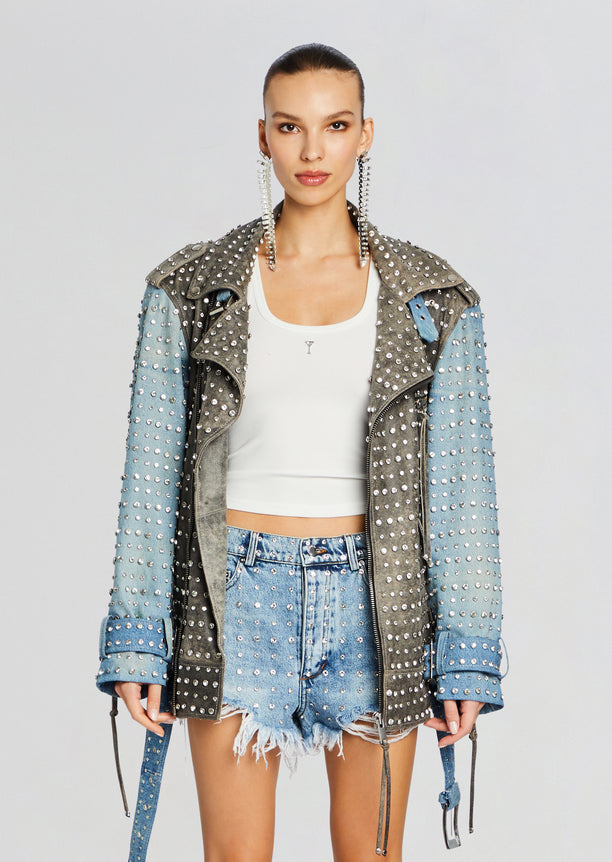 Rebel Embellished Leather Jacket