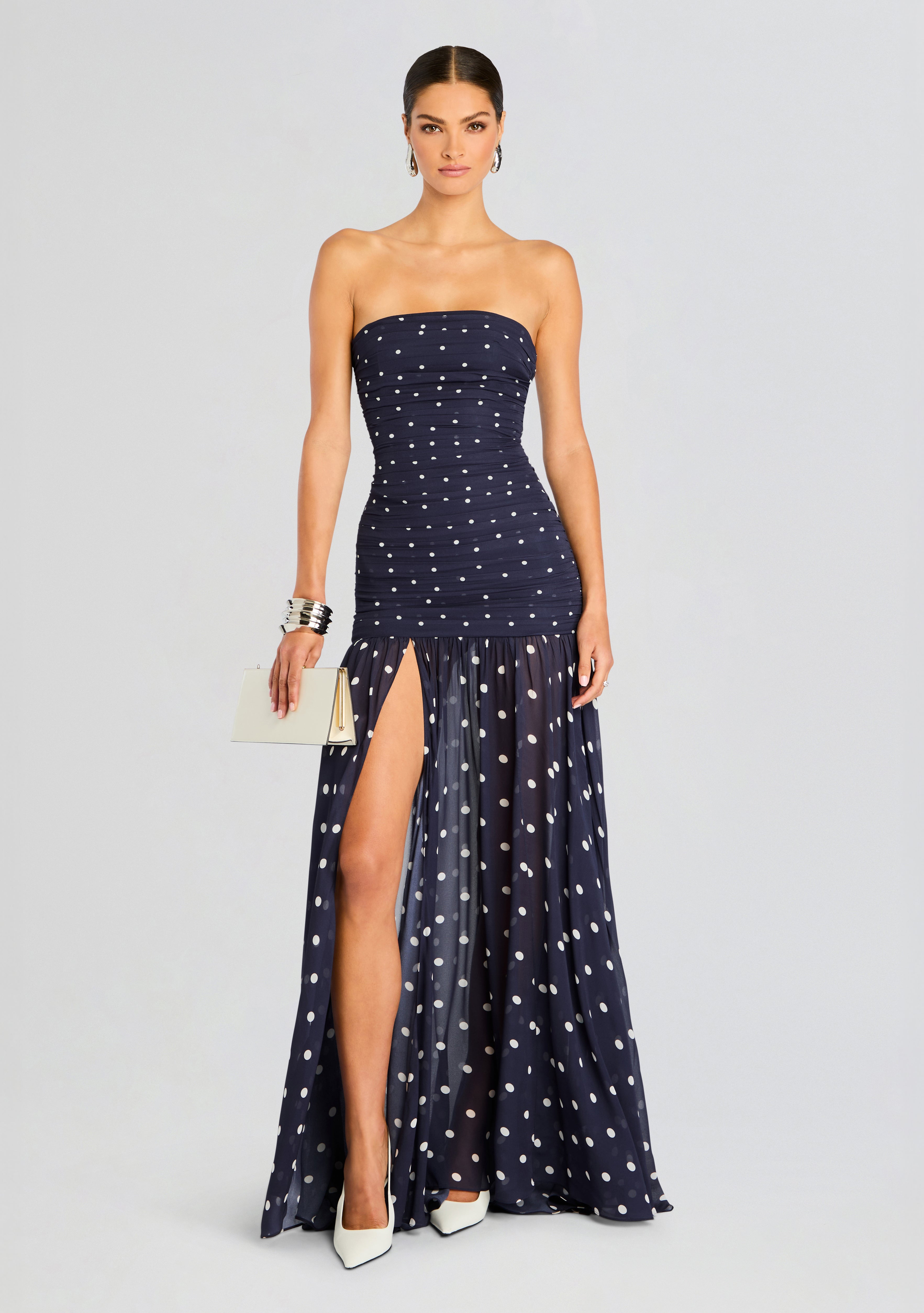 アトリエピエロ　ネイビー　classical dot stripe dress アトリエピエロ ネイビー classical dot stripe dress ATELIER PIERROT