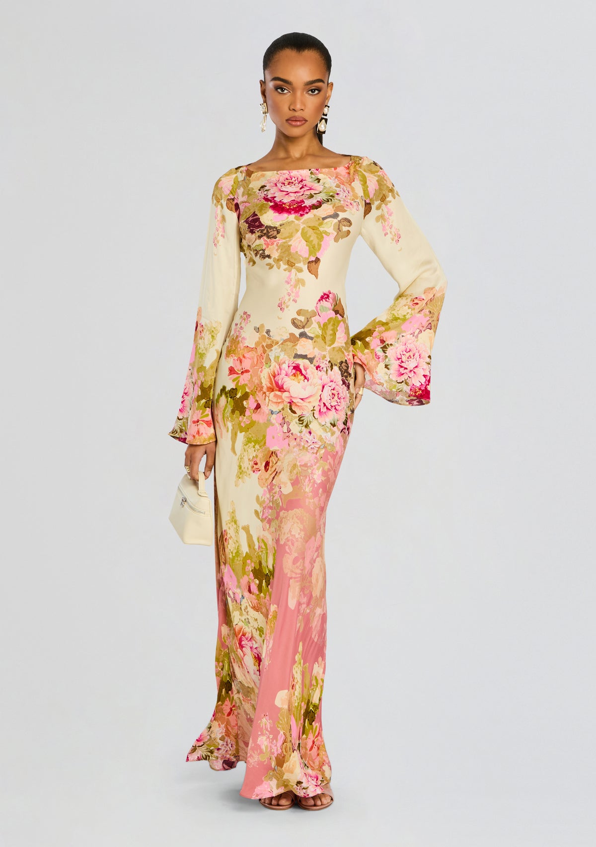 hemant and nandita sama long dress Color:Multicolor White, Green and Pink Flare Sleeves Side Zipper dog cute outfit Black Gothic Evening Gown