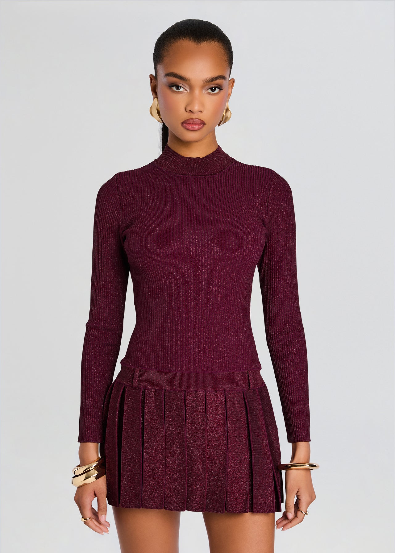 two piece knit dress Sweater Dress Long Skirt Women's Autumn and Winter New Square Neck Hig –  Lee Nhi Boutique main image 0