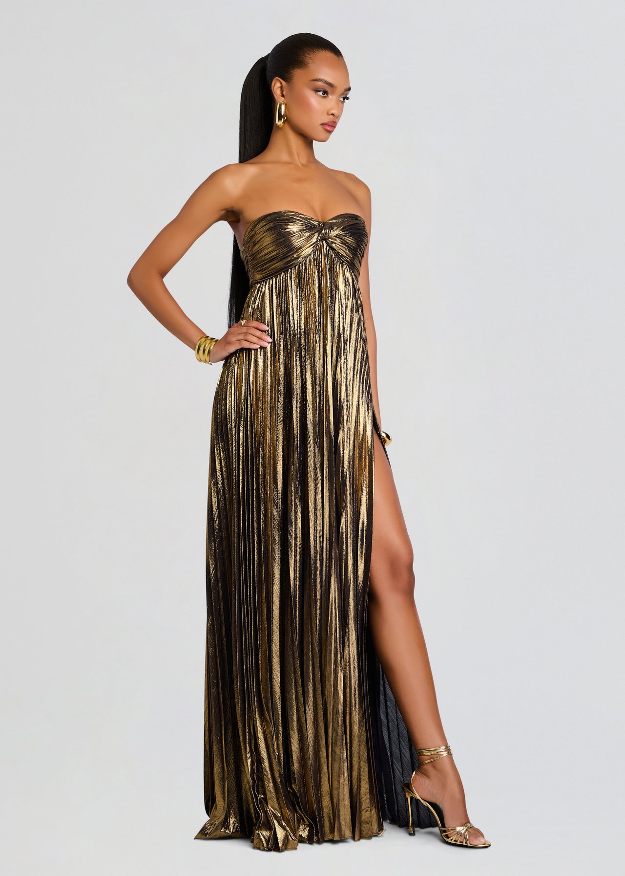Retrofete Zoa Strapless Metallic Gown - Antique Gold Retrofete Zoa Strapless Metallic Gown - Antique Gold