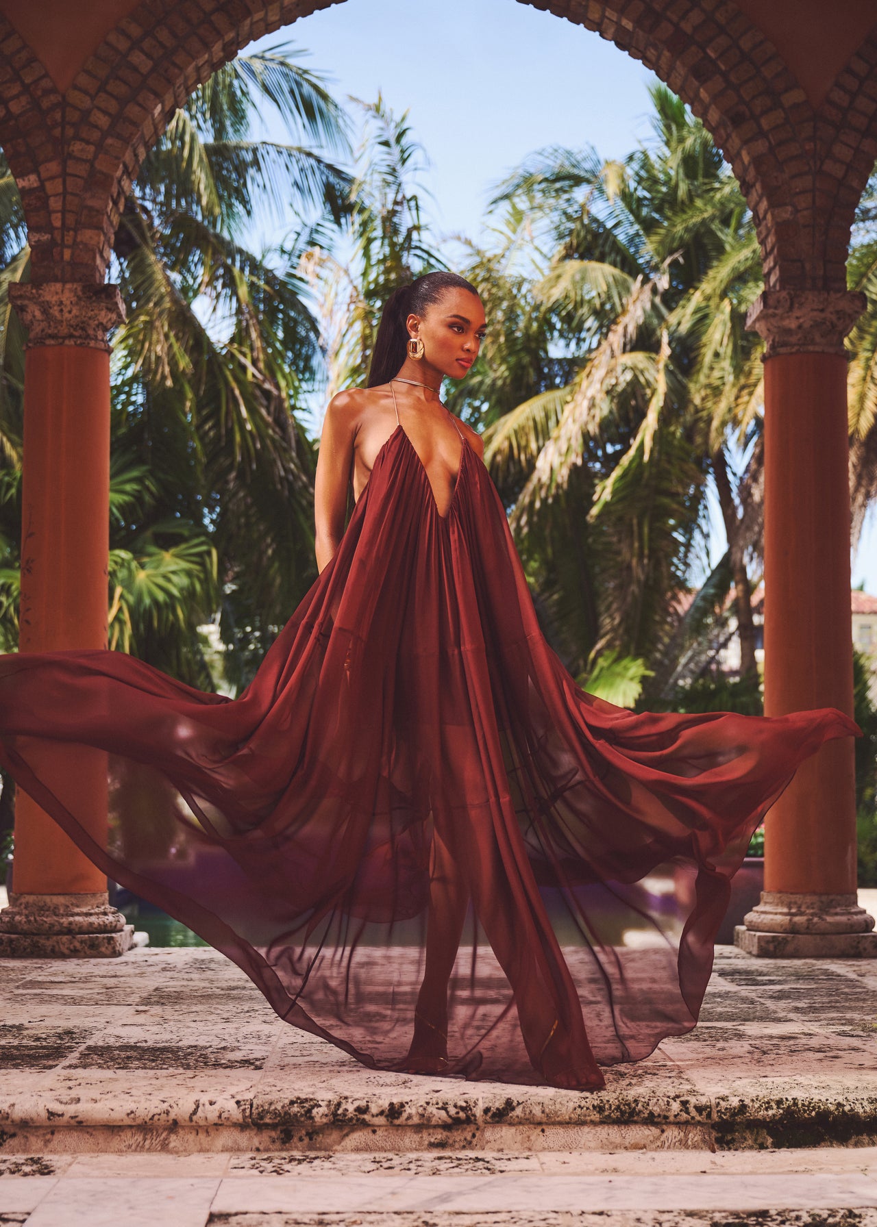 sachin and babi light blue dress Elegant Red Chiffon Arabic Evening Dresses With Cape Sleeves SF032 Red / 8