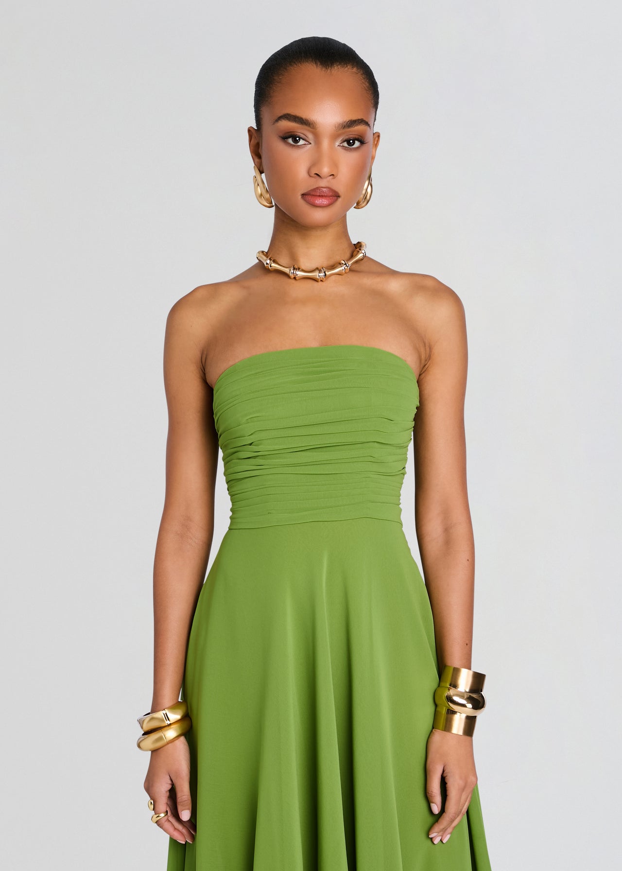 retrofete louisa chiffon dress Retrofete Louisa Chiffon Strapless Dress
