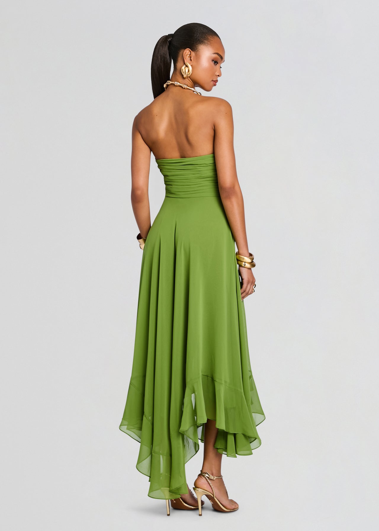 sachin and babi light blue dress Olive Green Chiffon Bridesmaid Dress, Wedding Guest Dress, Bridesmaids Dress,  Chiffon Long Wrap Dress, Evening Dress, Formal Chiffon Dress