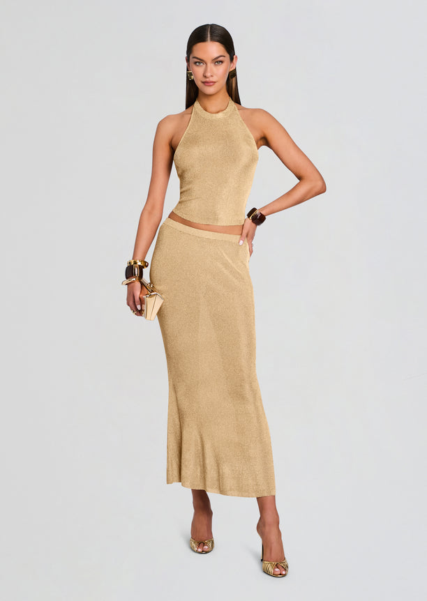 Minnie Metallic Knit Halter Top