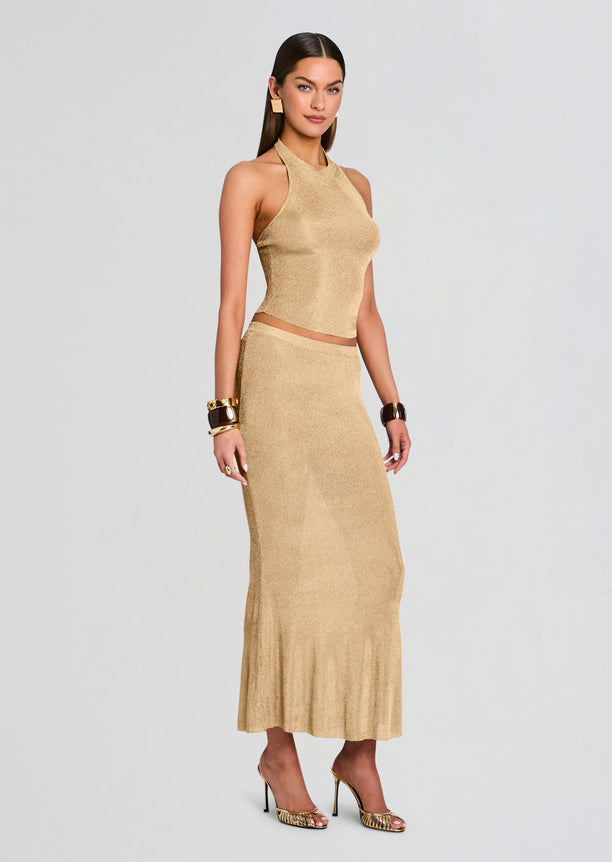 Minnie Metallic Knit Halter Top
