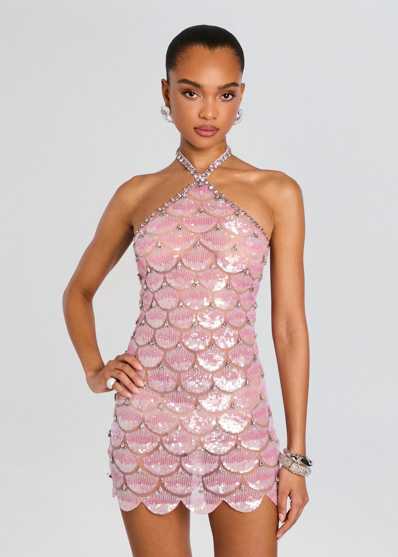 sequin scallop embroidered dress ASOS Design - Scallop Embroidered Lace Midi Dress - Women - Polyester/Nylon