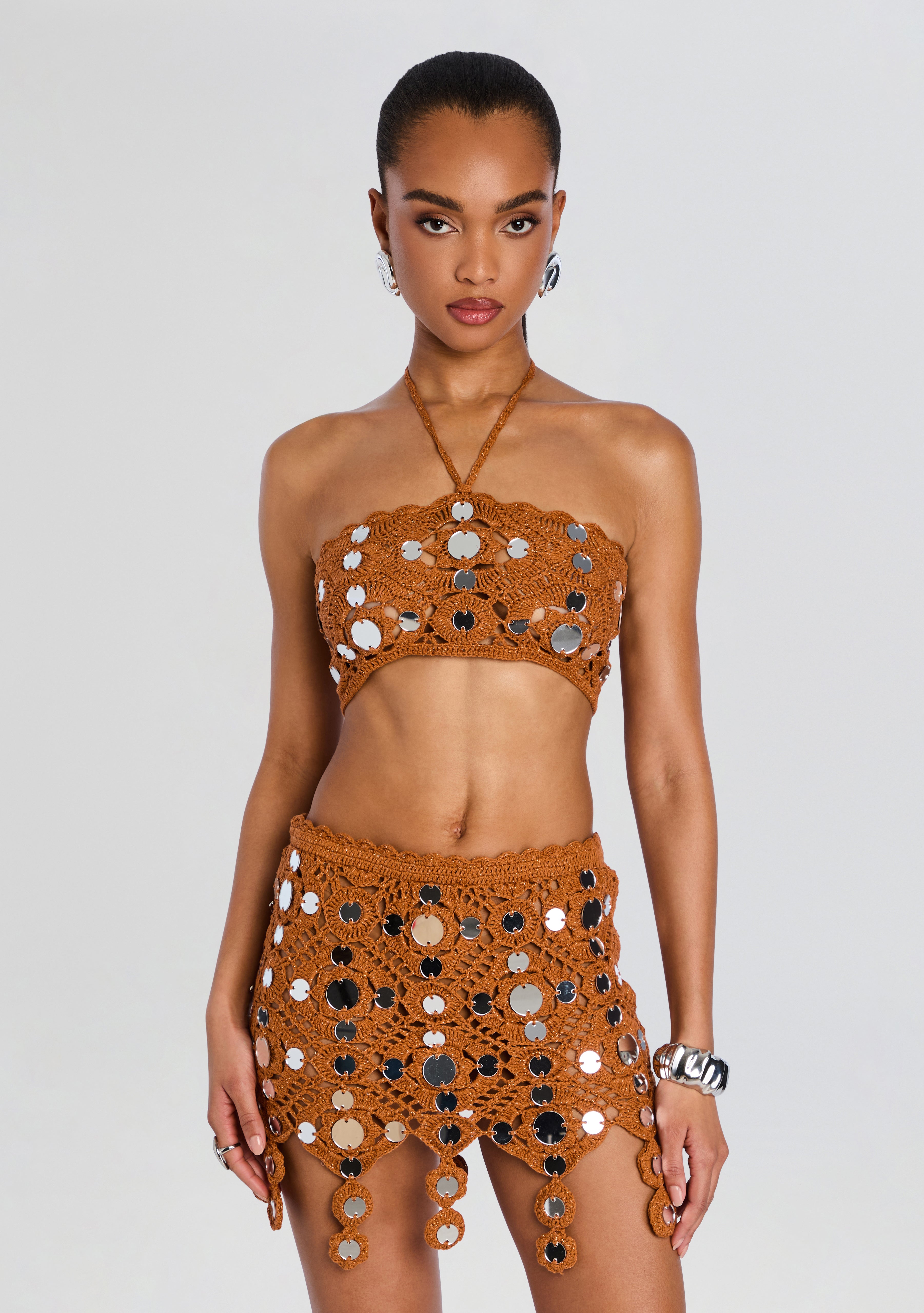 Enora Metallic Crochet Top – Retrofete