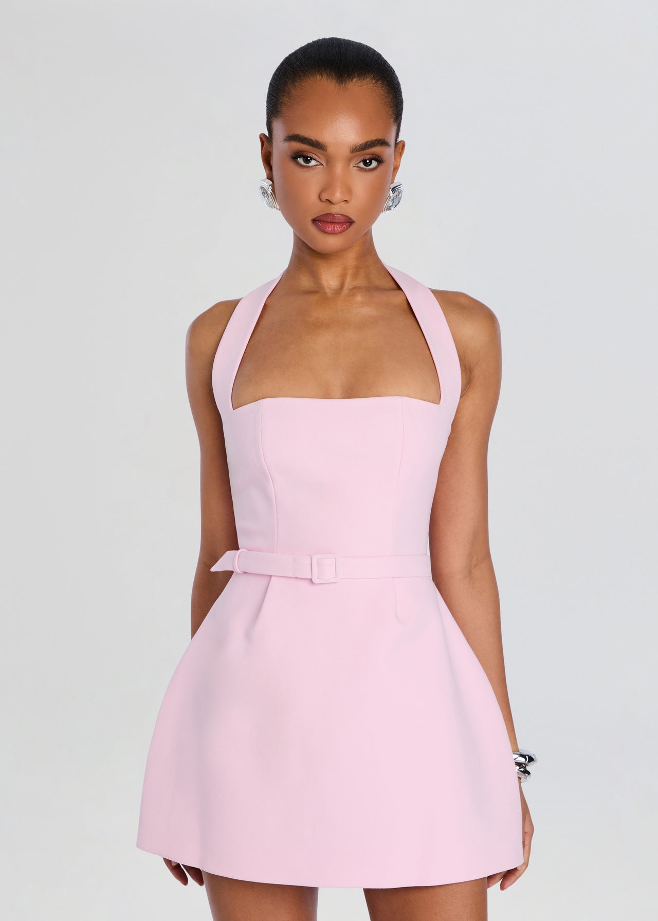 SANS FAFF Halter Mini Bubble Dress in Pink