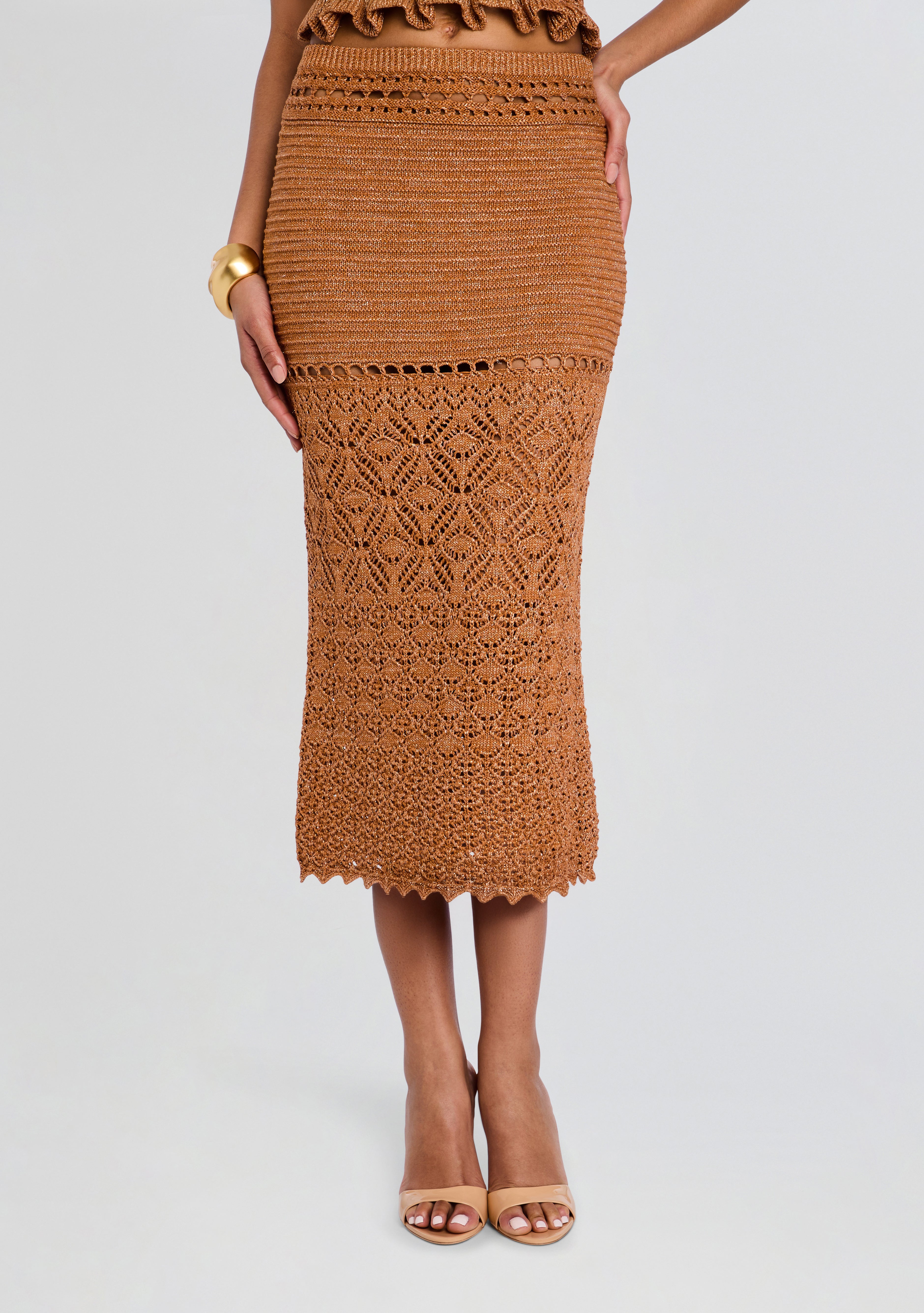 Leony Metallic Crochet Skirt – Retrofete