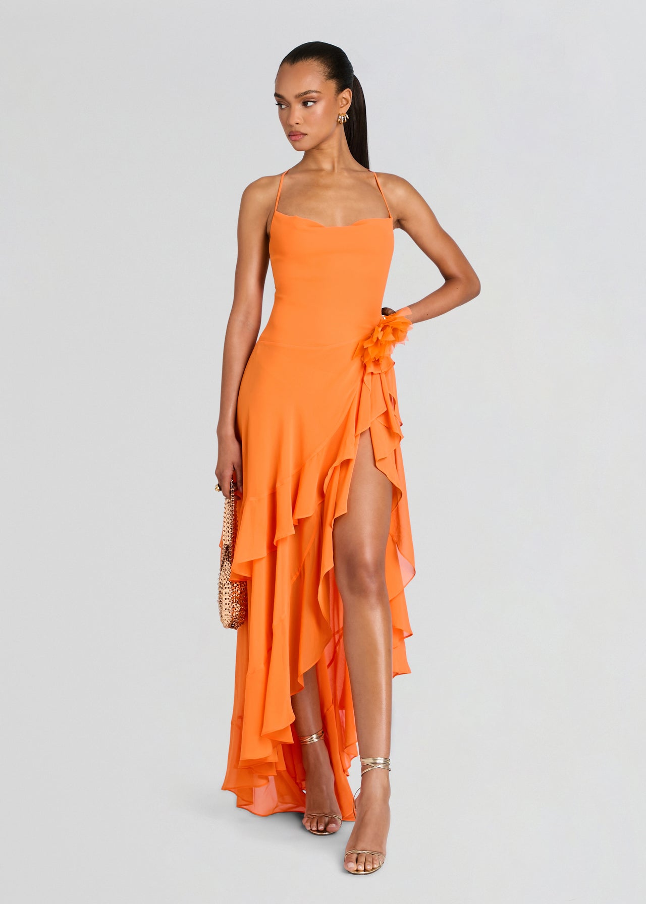 samara silk chiffon dress Retrofête, gathered maxi dress, Women, Orange, XXS, Dresses, Materialmix scuba Wedding Parlour Champagne Mother of the Style:EP07412BK