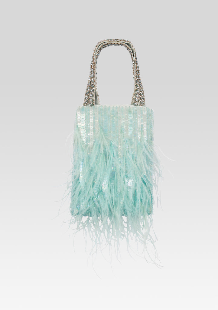 SEQUIN FEATHER SHOULDER BAG