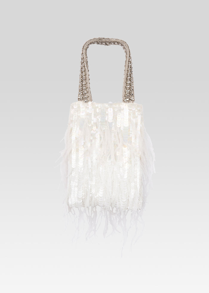 Avery Sequin Feather Bag